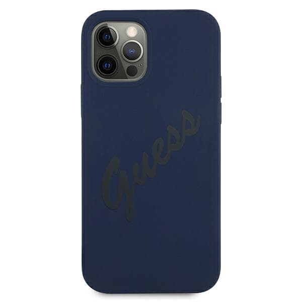 Guess GUHCP12MLSVSBL iPhone 12/12 Pro 6.1 blåt/blåt hårdt cover Script Vintage