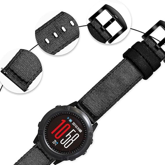 SVART NYLON KLOCKARMBAND UNIVERSAL 18mm