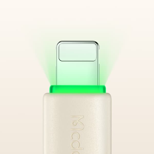 MCDODO Oplader USB Lightning Kabel Hurtigopladning til iPhone 1M LED Beige