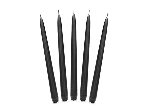 Konisk lys mat sort 24 cm 10 stk.