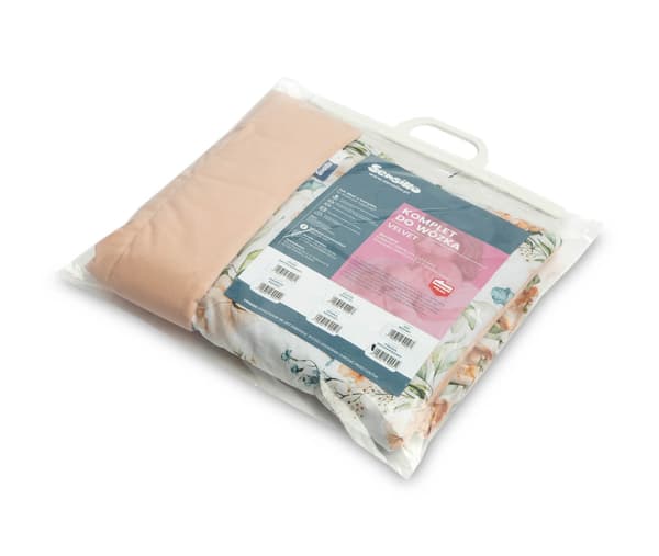 Sammetsvagnsset med volanger, pion, persika