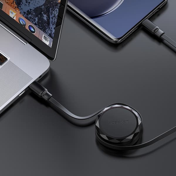 Acefast C13-03 USB-C - USB-C 60W Udtrækkeligt Kabel - Sort