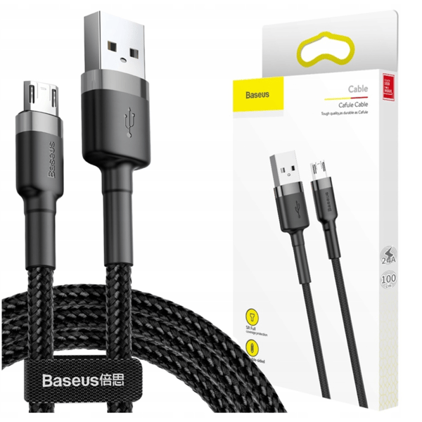 Baseus Cafule USB til Micro USB-kabel 2.4A 1m (grå-sort)