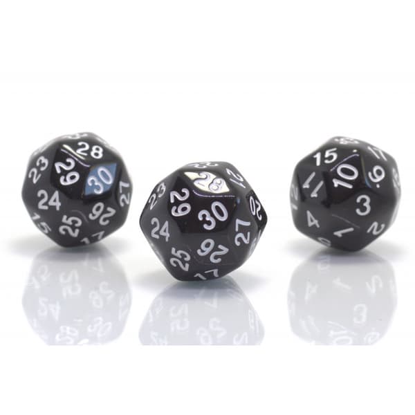 RPG-tärningar trettiosidiga D30 svarta
