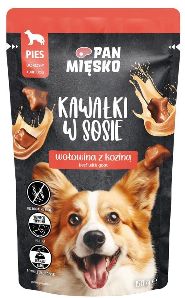 Mr. Meat | Vådfoder til hunde | Stykker i sovs 150g - Oksekød med ged 150g