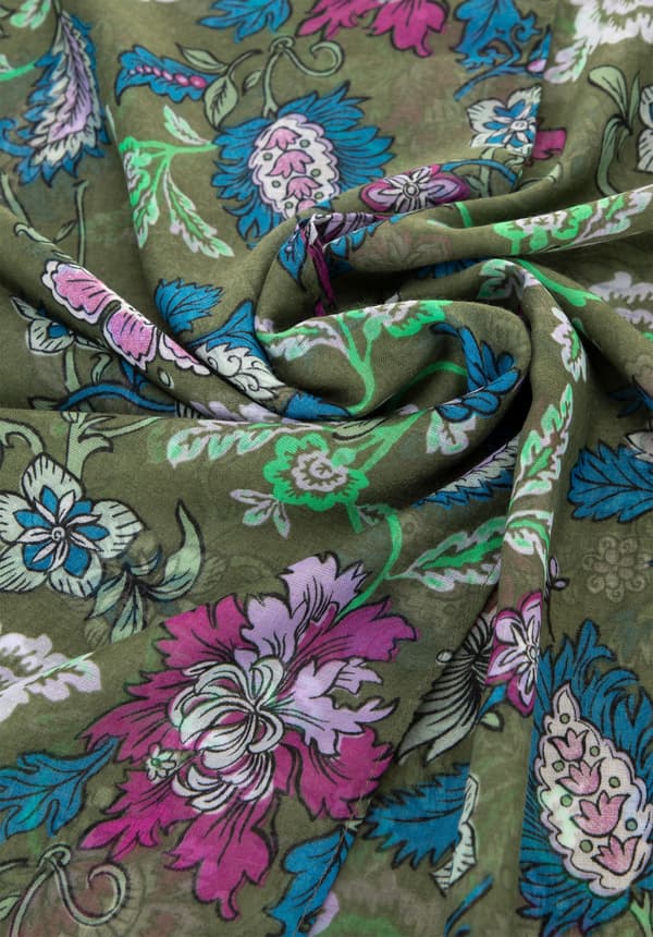 Wittchen Kvinders blomstermønster tørklæde, grøn og blå, grøn og blå polyester