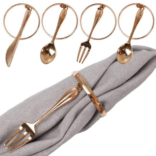 Servietringe metal guld bestik 4 cm 4 stk