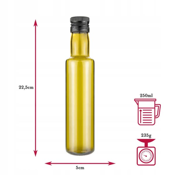 50x DORICA OLIVE 250ml flaskor med dispenser, mörkt glas
