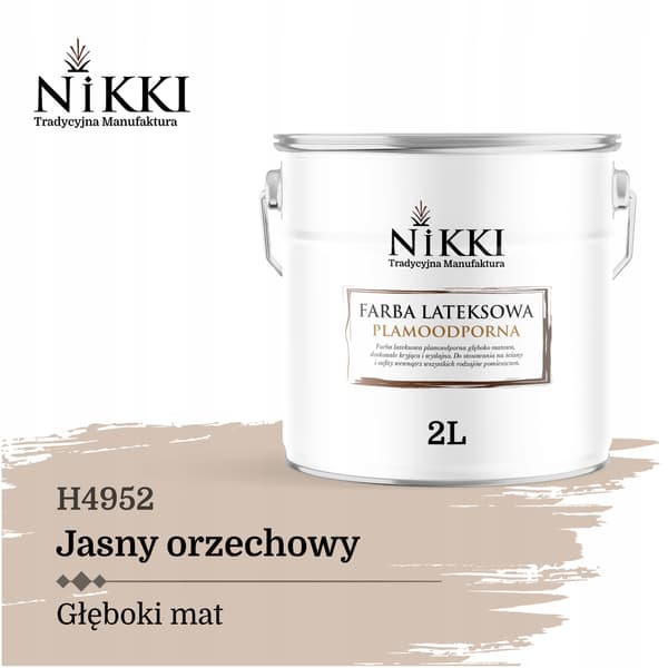 latexmaling pletresistent farve lys nødde H4952 2L dyb mat