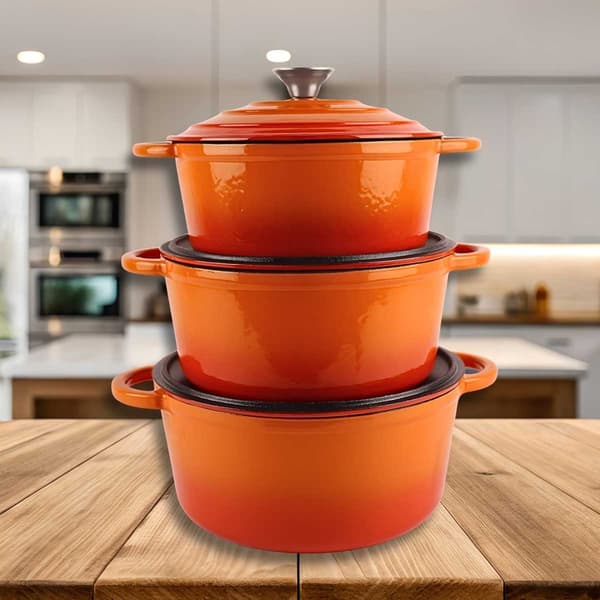 EMALJEREDE STØBEJERNSGRYDE 24CM 4L HAGE ORANGE