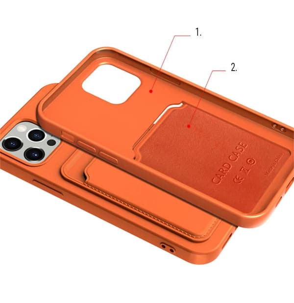 Silikonkortsfodral med kortficka för iPhone 12 Pro Max – Korall