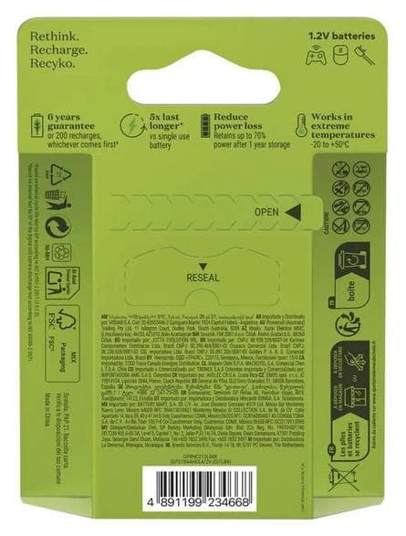 GP Recharge AA 2100mAh Batteri 6 stk. Grøn