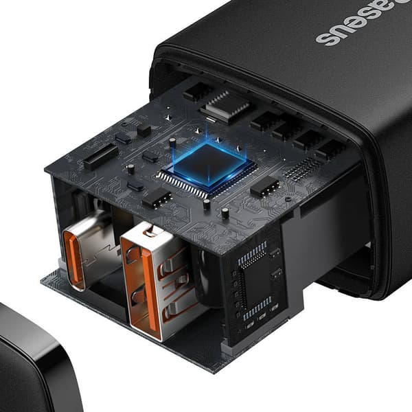 Baseus Compact -pikalaturi, USB, USB-C, 20W (musta)