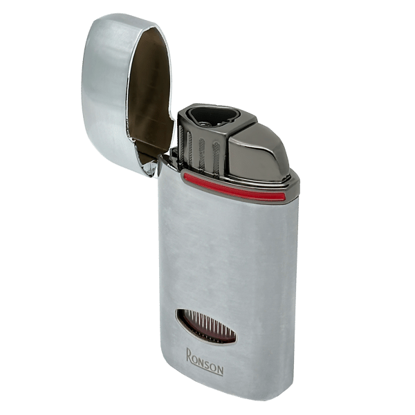 RONSON FEN SILVER 3 JET lighter med cigarpunch, jet