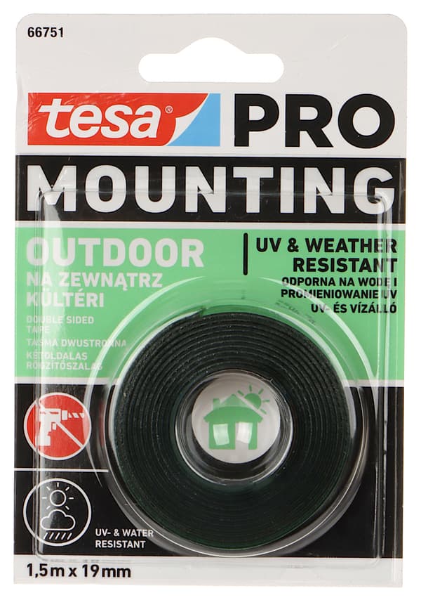 KAKSIPUOLINEN KIINNITYSTEIPPI MOUNTING-PRO/ULKOKÄYTTÖÖN/1.5X19 TESA