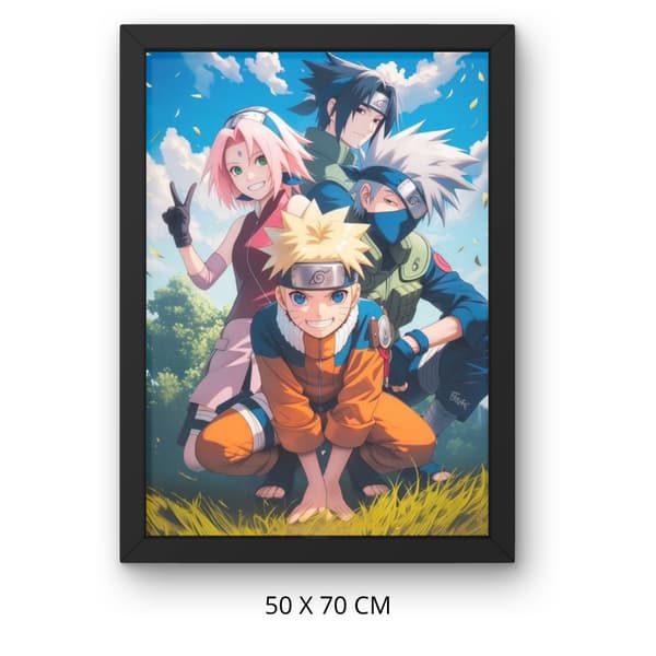 Naruto Team 50x70 cm målarbild efter nummer med ram