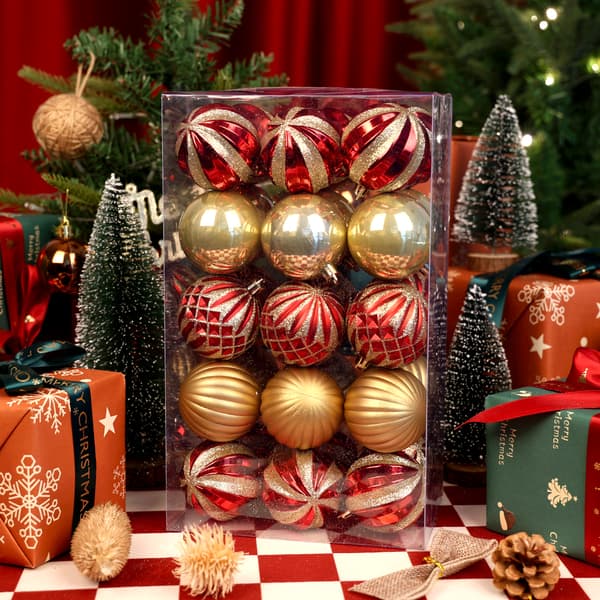 StarryLights julgranskulor, rött och guld - elegant juldekoration