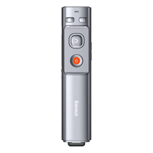 Baseus Orange Dot Multifunktionel Præsentationsfjernbetjening med Laserpointer, Genopladelig (Grå)