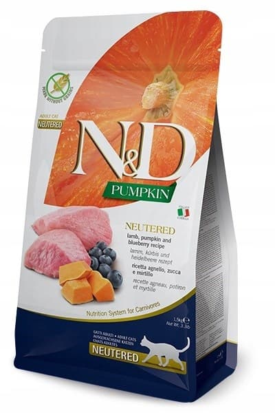 FARMINA N&D PUMPA KATTER LAMM & BLÅBÄR KASTERILISATION 2x1,5kg