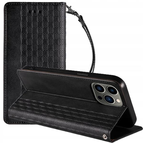 Magnetrem-cover til iPhone 12 Pro Max Pung + Mini Lanyard Vedhæng Sort