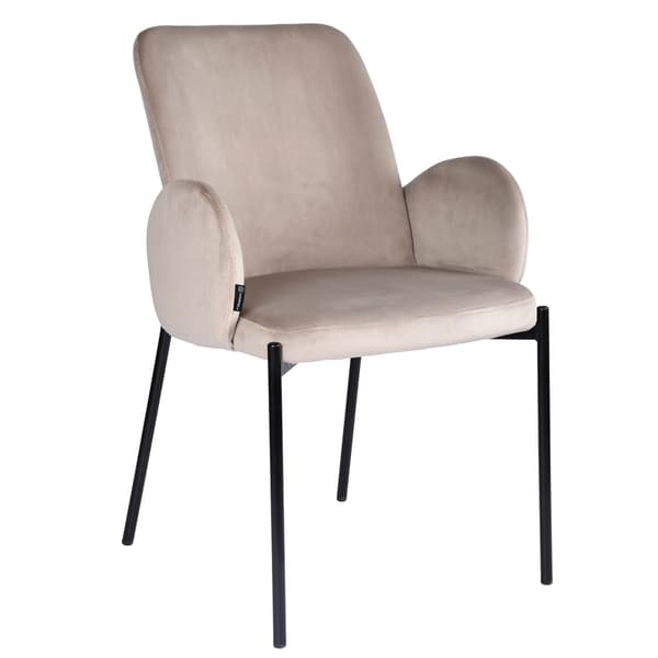 GUSTO fløjlsbetrukket beige lænestol