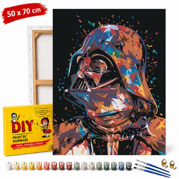 Mal efter tal billede med ramme Abstrakt Darth Vader 50x70 cm