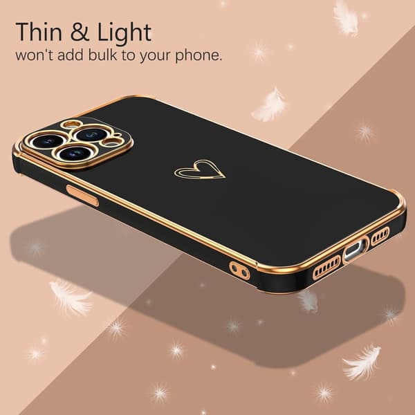 COVER TIL IPHONE 13 PRO MAX SORT GULD SILIKONE A2484 A2641