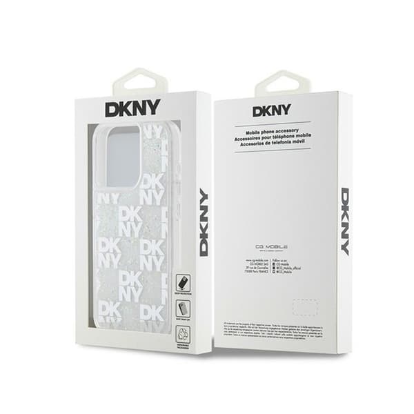 DKNY Liquid Glitter Multilogo - iPhone 15 Pro cover (hvid)