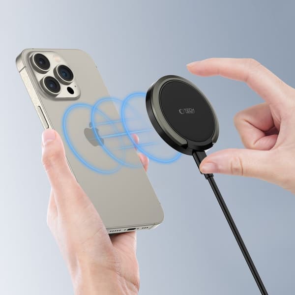TECH-PROTECT QI15W-A33 MAGNETISK MAGSAFE TRÅDLØS OPLADDER SORT