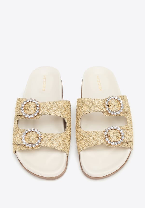 Wittchen Dames Imitation Raffia Sandaler Beige, Beige Syntetisk Materiale