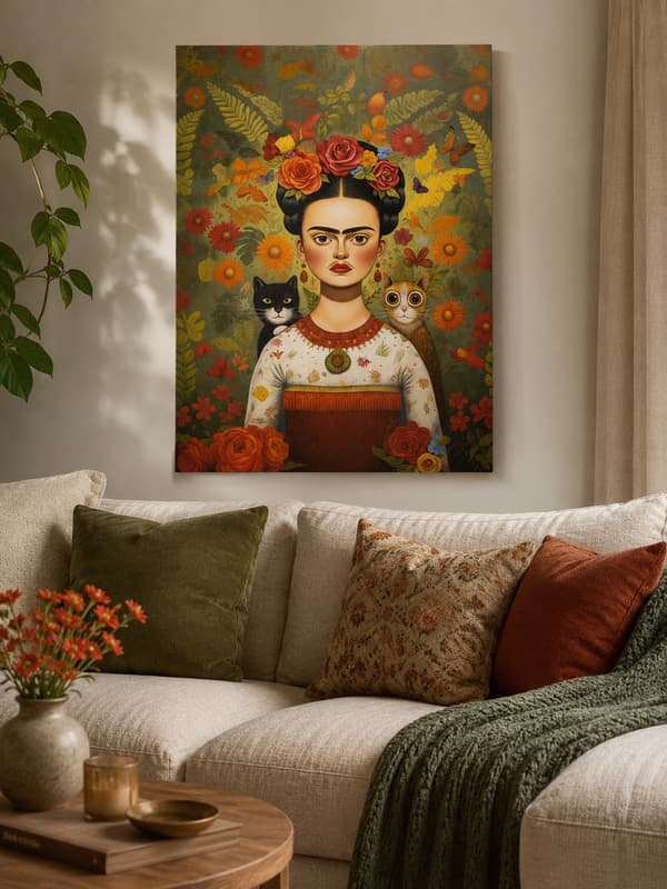 MALING EFTER TAL MED RAMME Billeder til maleri - Frida Katte 40x50 cm
