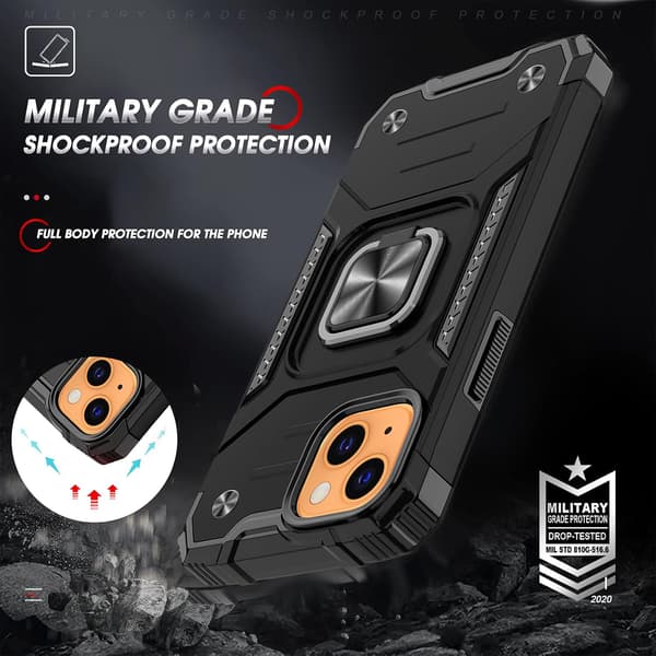 FODRAL TILL APPLE IPHONE 13 MINI ARMOR SVART + 2 ST HÄRDAT GLAS