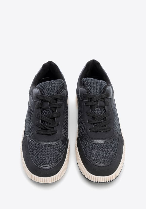 Wittchen Damesneakers på en tyk platform sort sort økologisk læder
