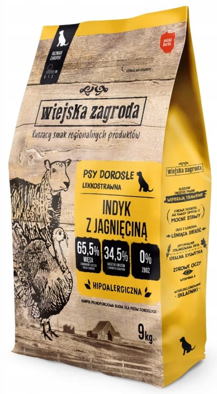 Tørt hundefoder Wiejska Zagroda Kalkun med lam M 9 kg