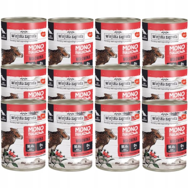 Wiejska Zagroda våd hundefoder 12x400g oksekød