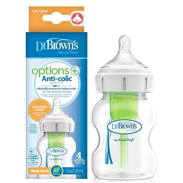 Options+ Bred hals antikolik nappflaska 150 ml, Dr Brown's