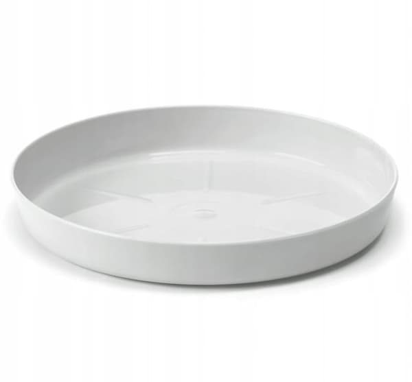Ljusgrått fat till en 12,6 cm plastkruka