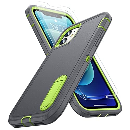 ETUI + 2x HÆRDET GLAS TIL APPLE IPHONE 12/12 PRO GRÅ STATIV