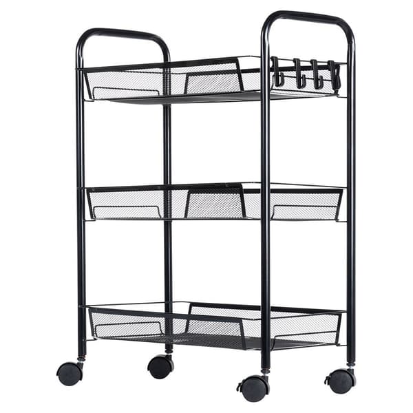 opbevaringsvogn metal sort 3-niveau