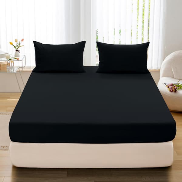 Lagen jersey 180x200+25 sort med elastik