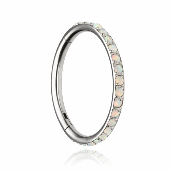 Titanklickring med vit opal OP18 - silver - TK-035 1.2/8