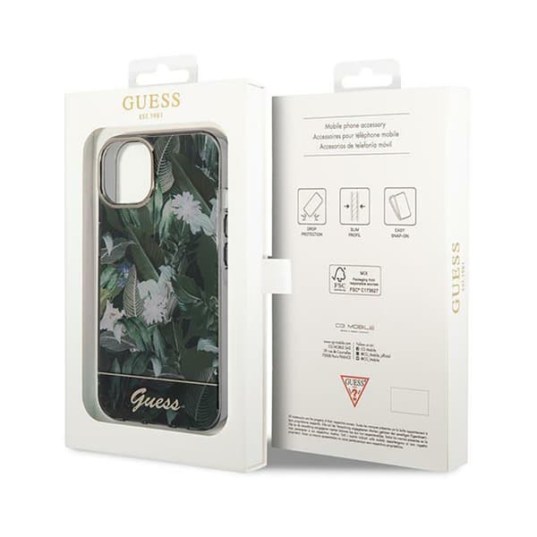 Guess Jungle-etui - iPhone 14 Plus-etui (grøn)