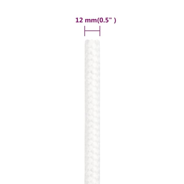 vidaXL Segelrep, heltäckande vitt, 12 mm, 250 m, polypropen
