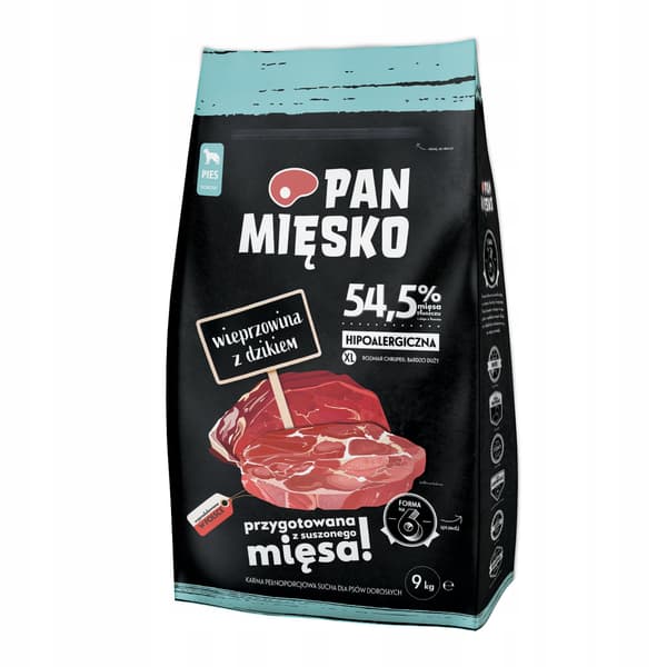 Torrfoder för hundar Pan Meat Pork med vildsvin XL 9 kg