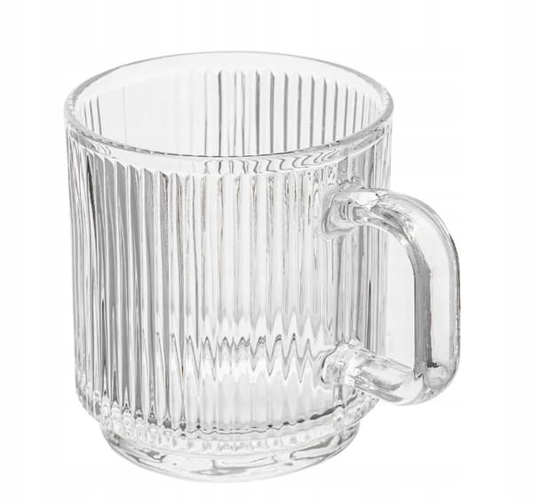 Transparent räfflad glasmugg, elegant, 360 ml, 1 st. Selena