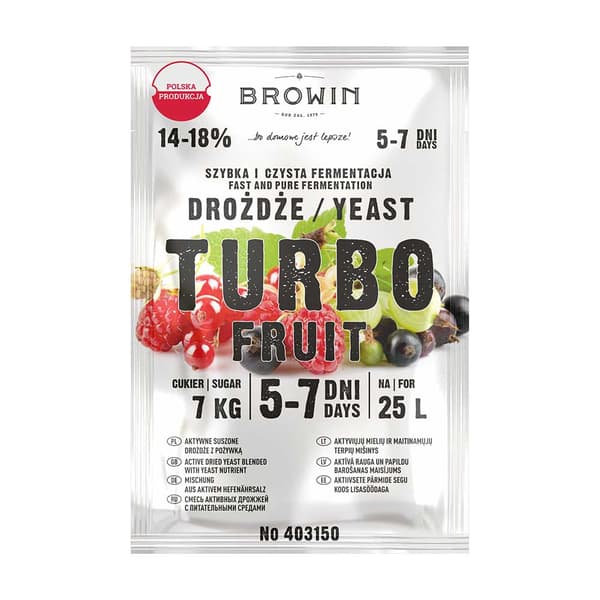 Turbo-hedelmäviinihiiva 5–7 päivää