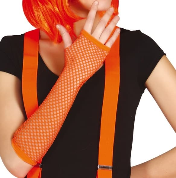 Neon DISCO ORANGE Mesh Handsker 80'erne