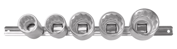 3/4" hylsysarja, 12-kulmaiset, 27-41 mm, kiskolla