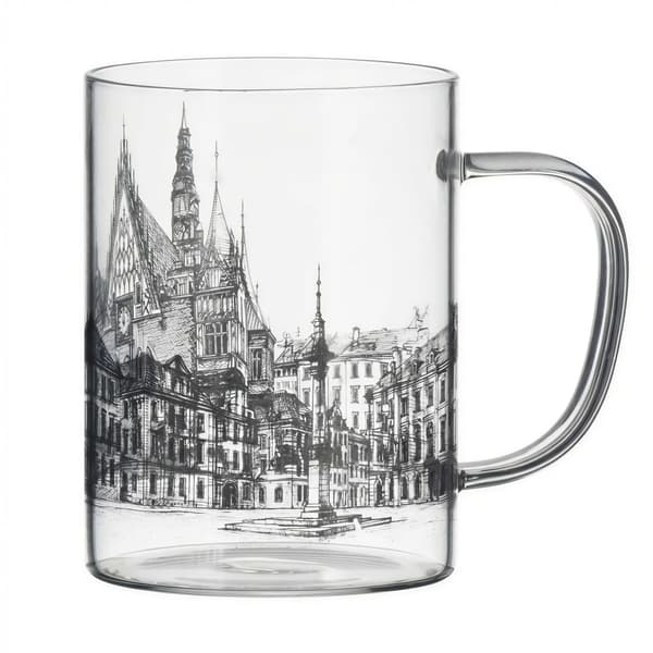 GLASKOP BROCŁAW 0,4L TRANSPARENT MED SORT TRYK