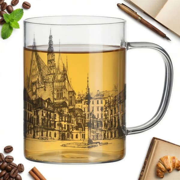 Glasmugg Wrocław 0,4L Transparent med svart tryck